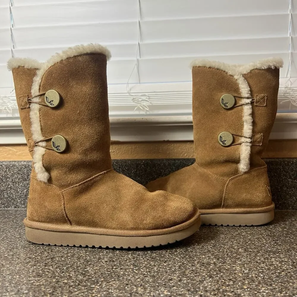 Koolaburra By Ugg 1096409 Chestnut Winter Boots Women Sz 6 Sherpa Lining Pull On